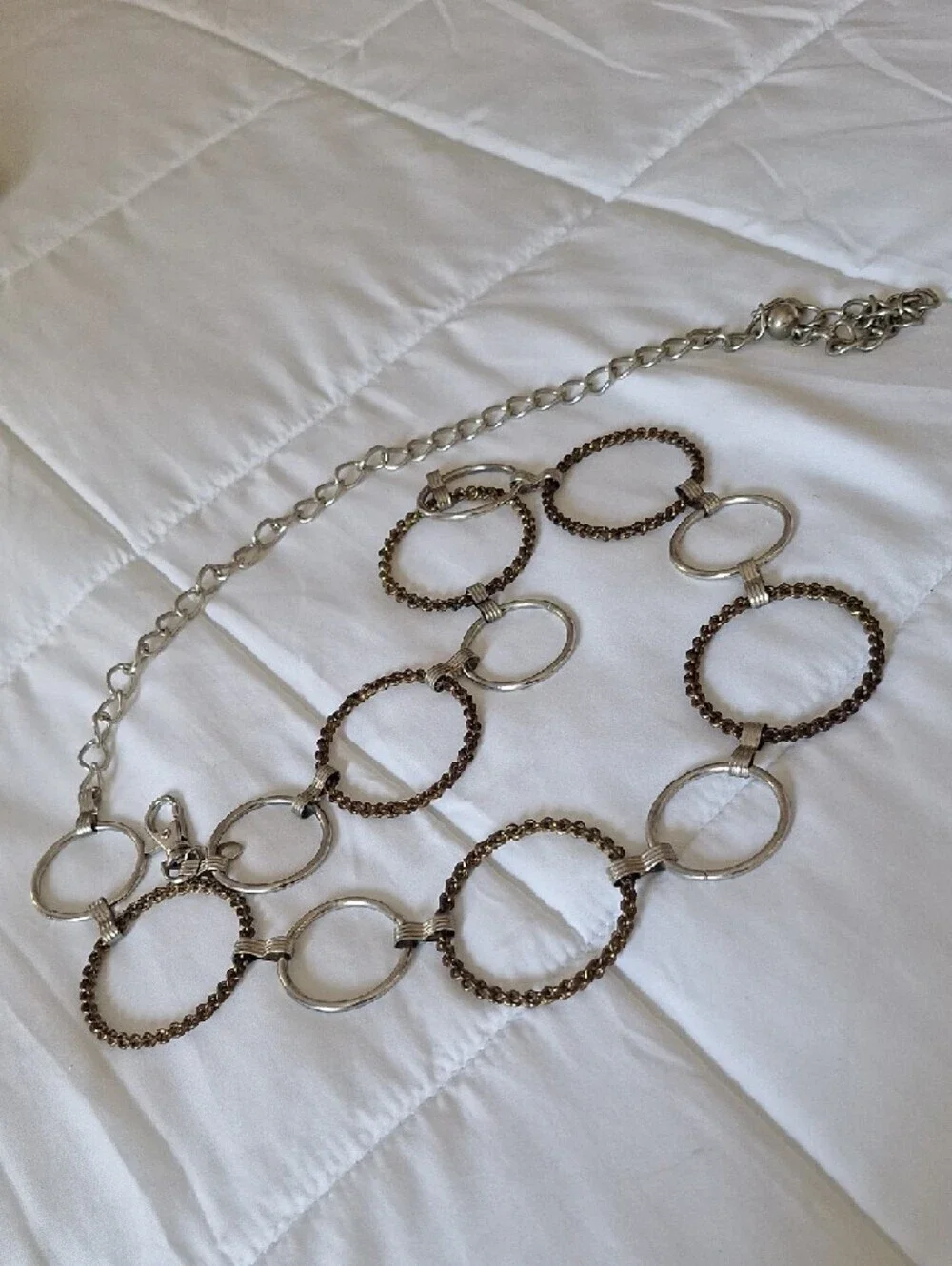 Silver and Bronze Ring Chain Waist Belt - Women Accessories